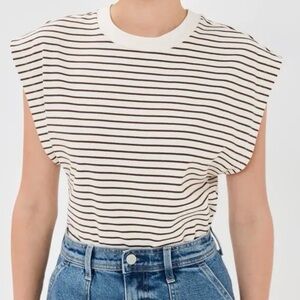 Pistola Women's Marina Muscle Tee Mariners Stripe White Black Medium